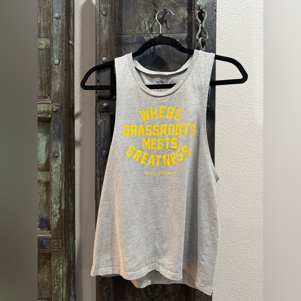Reebok Gray Tank Top with Yellow Print